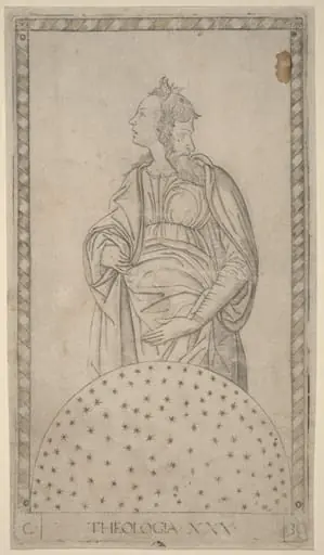 Theologia (Theology), by Master of the E-Series Tarocchi