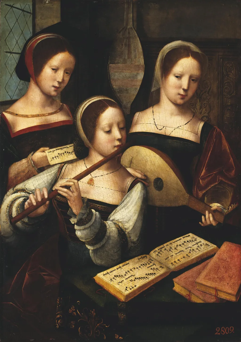 Female Musicians, by Master of the Female Half-Lengths, oil, 1530