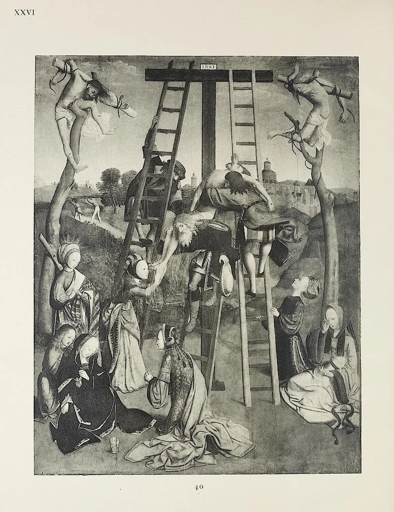 Descent from the Cross, by Master of the Figdor Deposition, oil, 1494