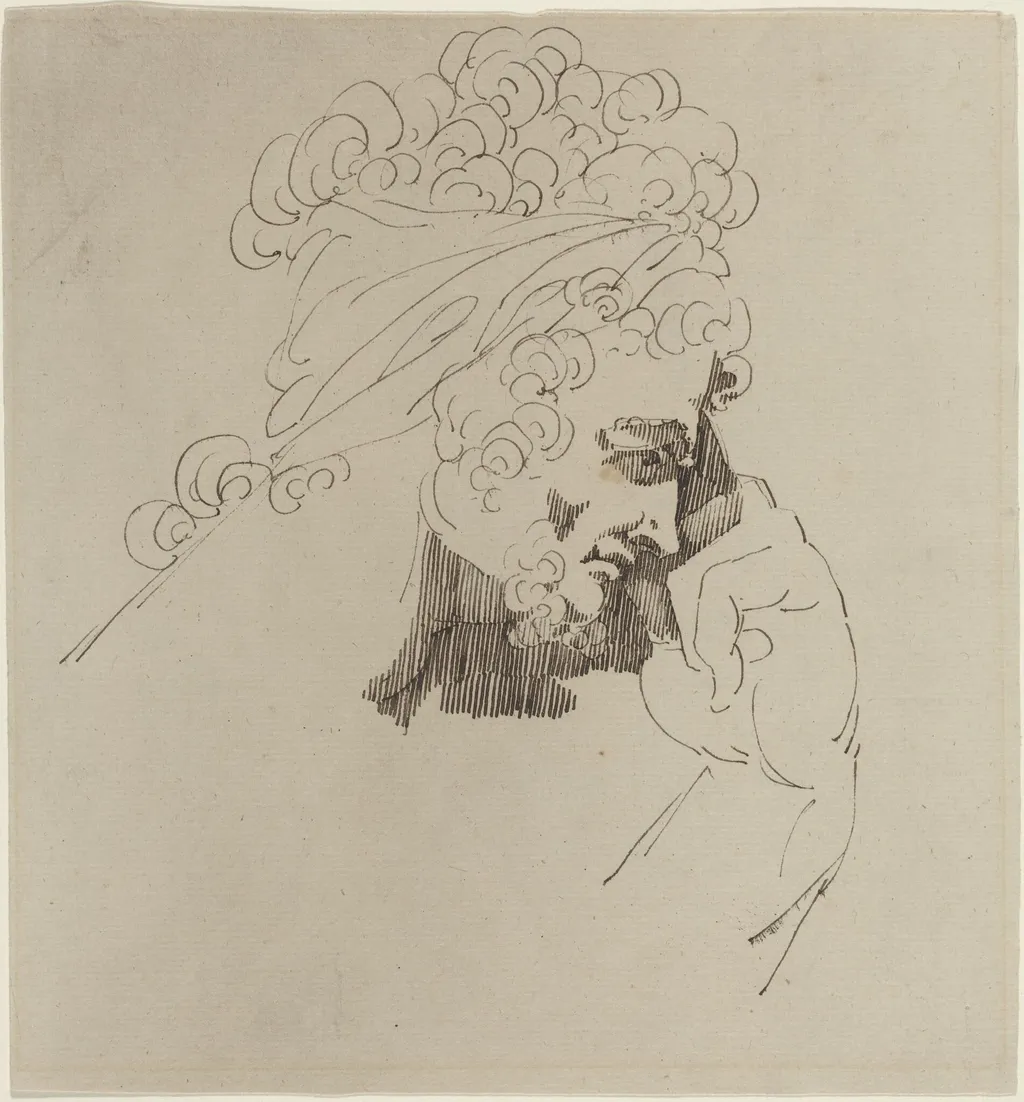 Head of a Man, by Master of the Giants, ink, 1779