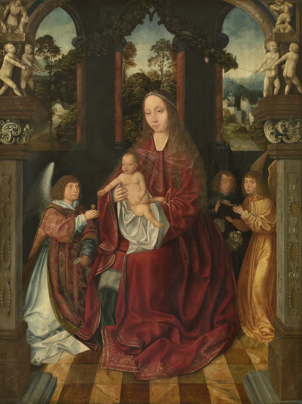 Madonna with Angels, by Master of the Holy Blood, oil, 1510