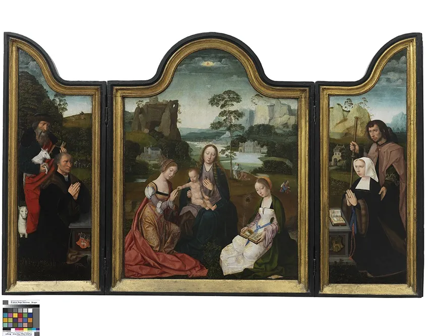 Madonna with the Saints Catherine and Barbara, by Master of the Holy Blood, oil, 1514