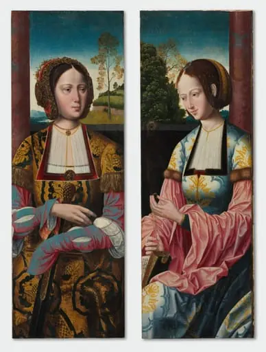 Saint Catherine and Saint Barbara (pair), by Master of the Holy Blood