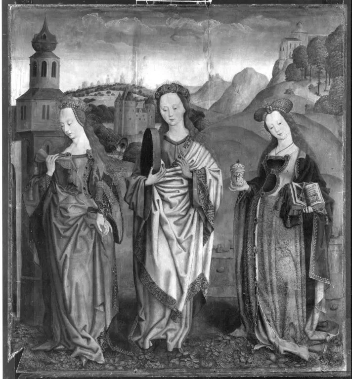 Beschneidungsaltar: Die hll. Barbara(?), Christina und Maria Magdalena, by Master of the Holy Kinship the Elder, unspecified