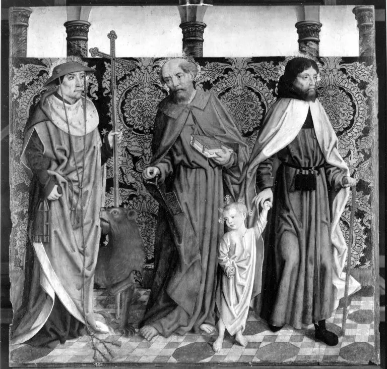 Beschneidungsaltar: Die hll. Hieronymus, Petrus und Joseph, by Master of the Holy Kinship the Elder, unspecified