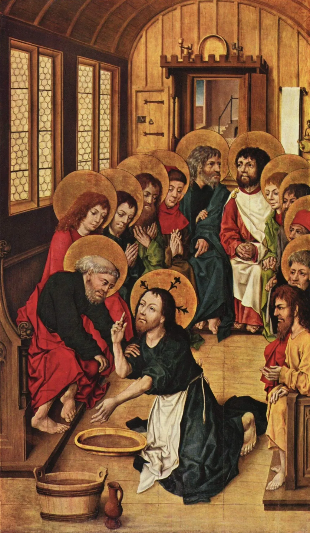 Passion Retable: The washing of the apostles feet, by Master of the Housebook, oil
