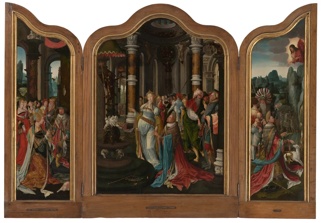 Triptych with the Life Story of Solomon, by Master of the King Solomon Triptych, oil, 1521