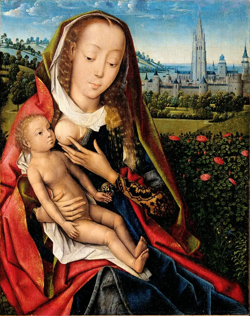 Virgin and Child in a Landscape, by Master of the Legend of Saint Lucy