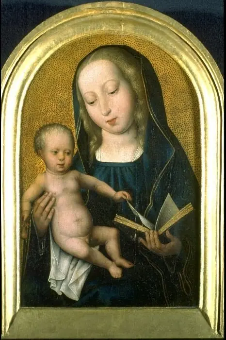 Maria met kind, by Master of the Legend of the Magdalene