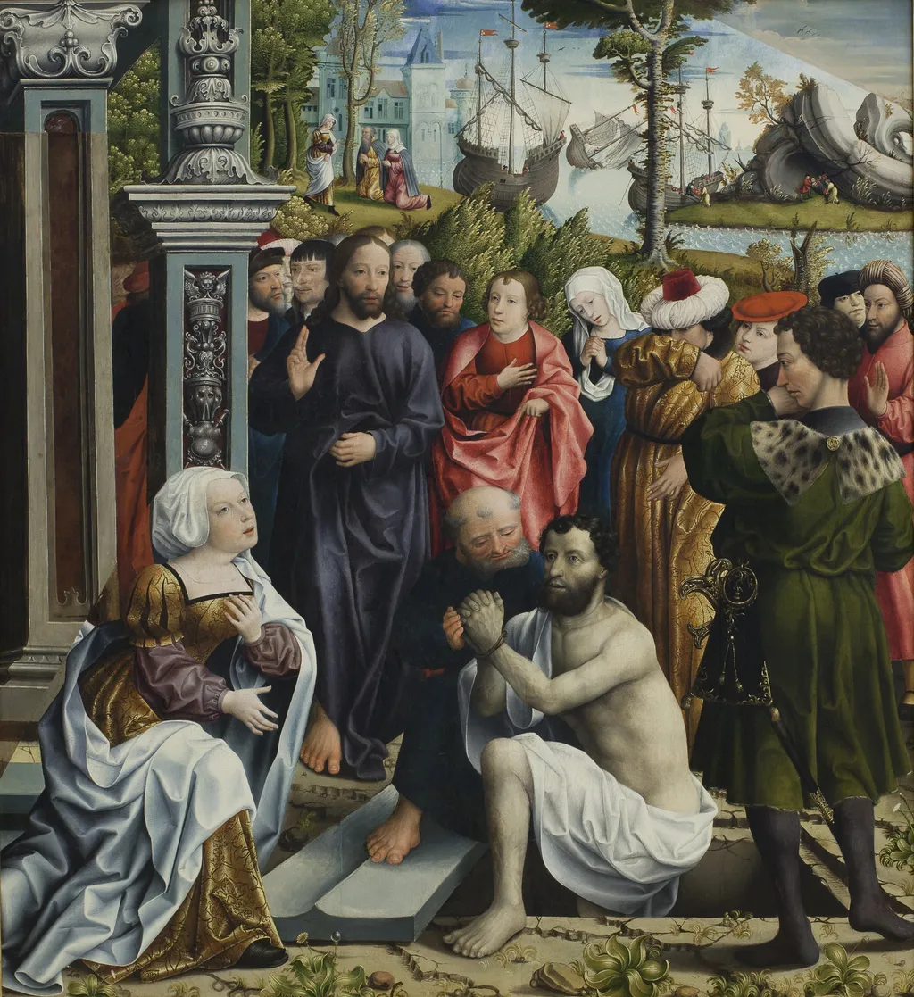 The Raising of Lazarus, by Master of the Legend of the Magdalene, oil, 1517