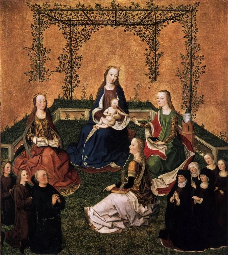 Virgin and Child with Three Saints, by Master of the Life of the Virgin