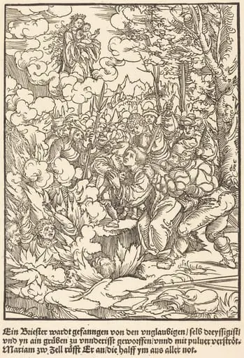 Ein Briester wardt gefanngen ..., by Master of the Miracles of Mariazell