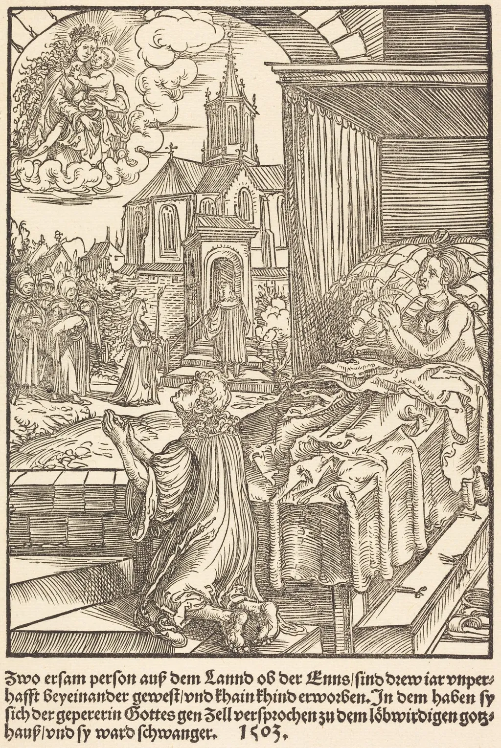 Zwo ersam person auf dem Lannd ..., by Master of the Miracles of Mariazell, ink, 1503