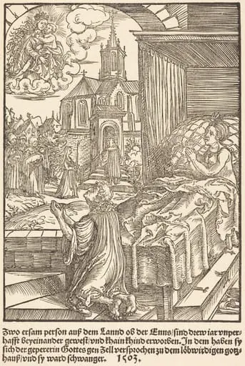 Zwo ersam person auf dem Lannd ..., by Master of the Miracles of Mariazell