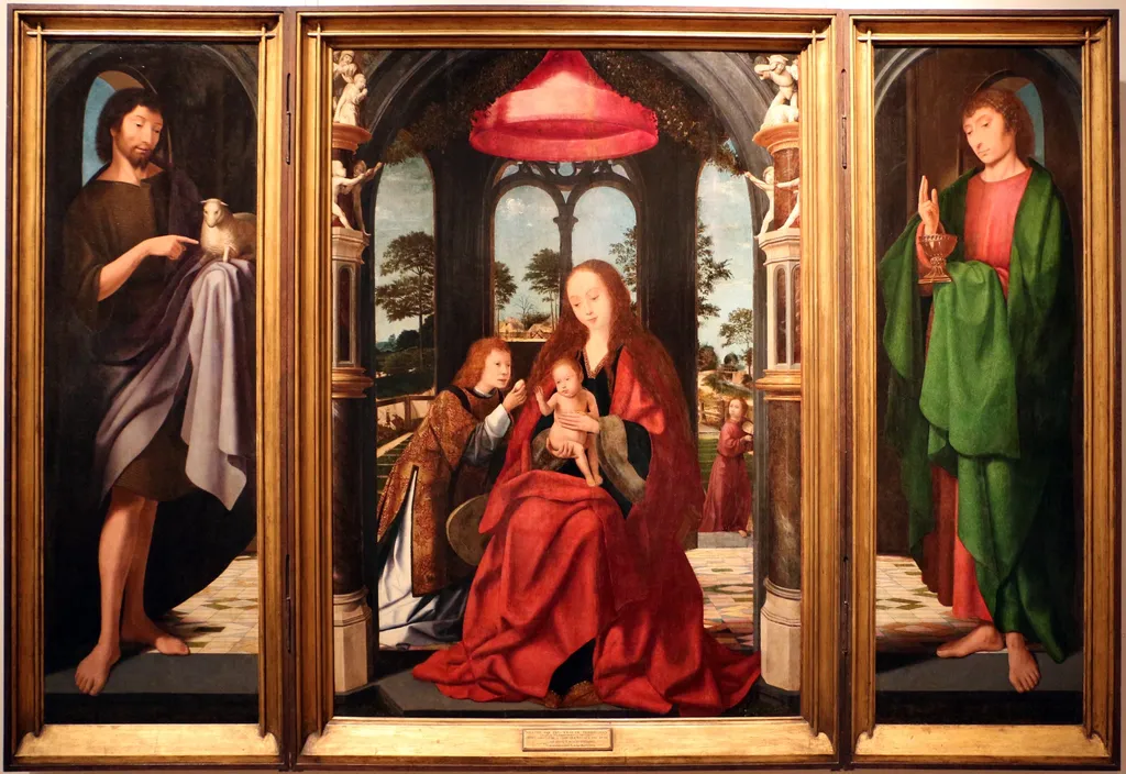 Triptych of the Virgin with the Child and Angels, St. John the Baptist and St. John the Evangelist, by Master of the Morrison Triptych, unspecified, 1500
