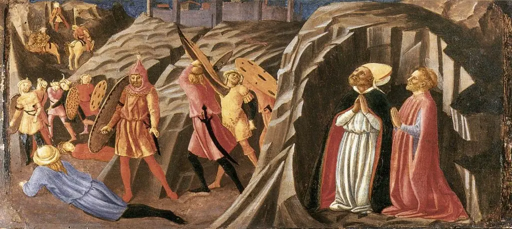 Saints Giusto and Clemente Praying for Deliverance from the Vandals, by Master of the Nativity of Castello