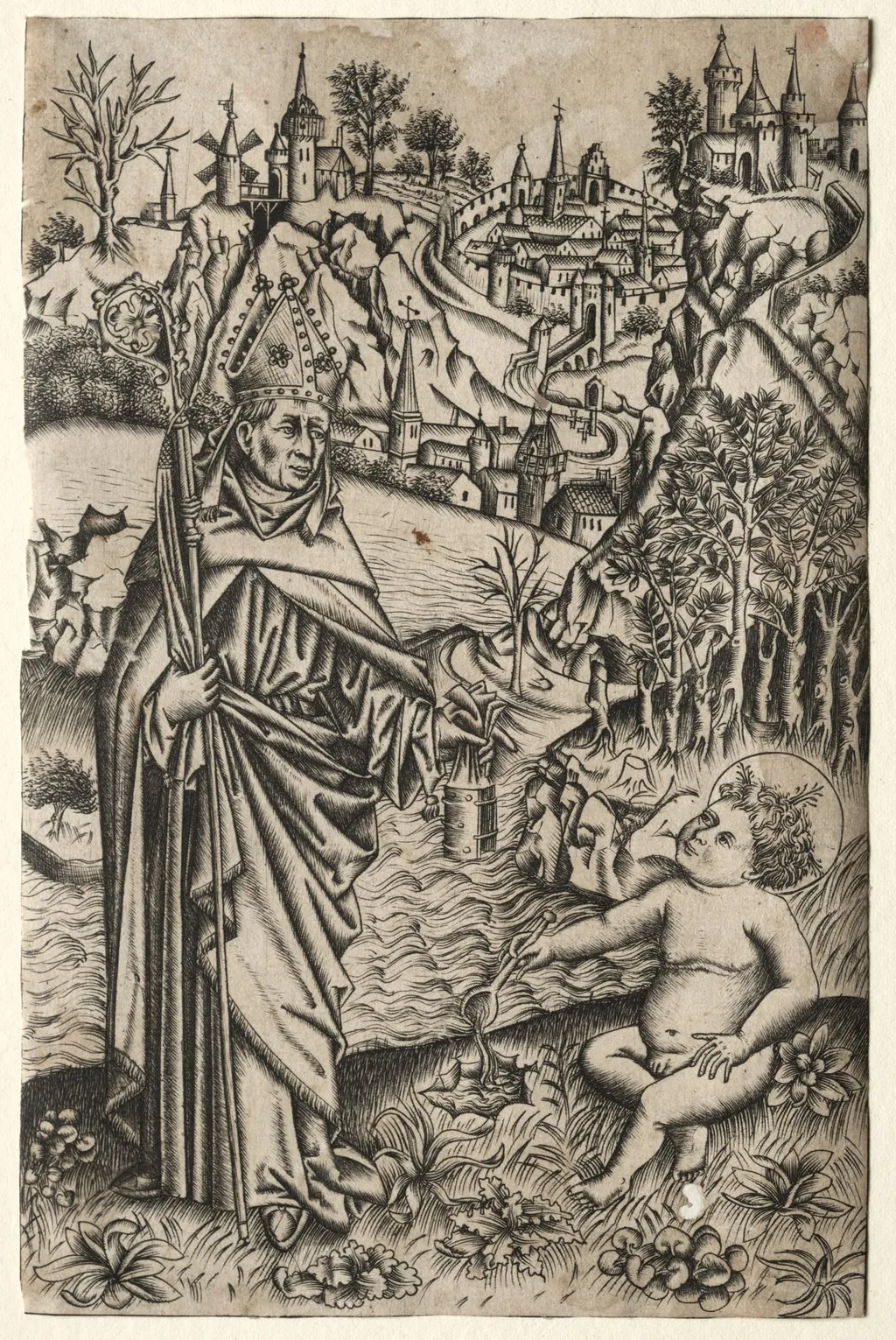 St. Augustine and the Child on the Seashore, by Master of the Nuremberg Passion, 1467