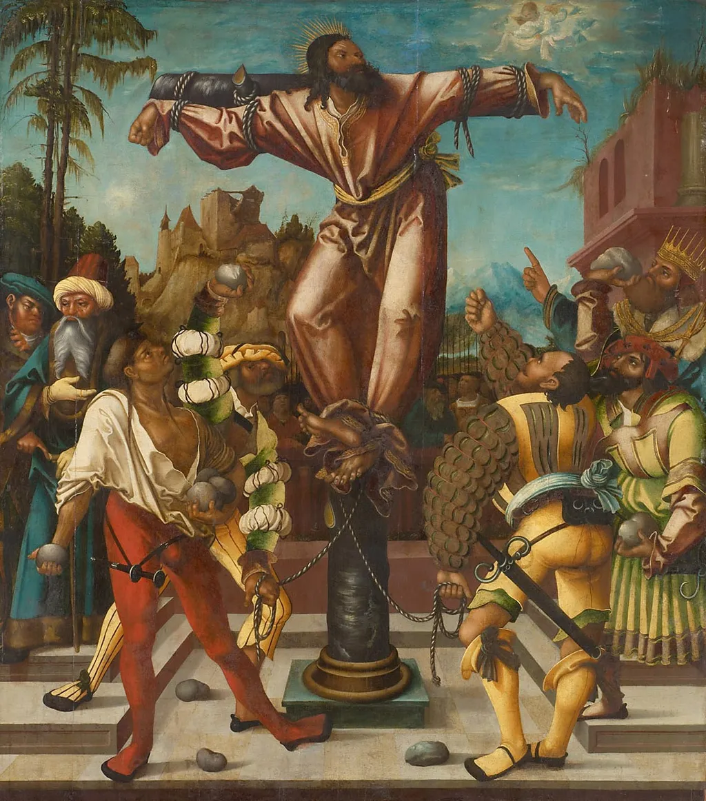 The torture of Saint Philip, by Master of the Oberaltaich Man of Sorrows, oil, 1515