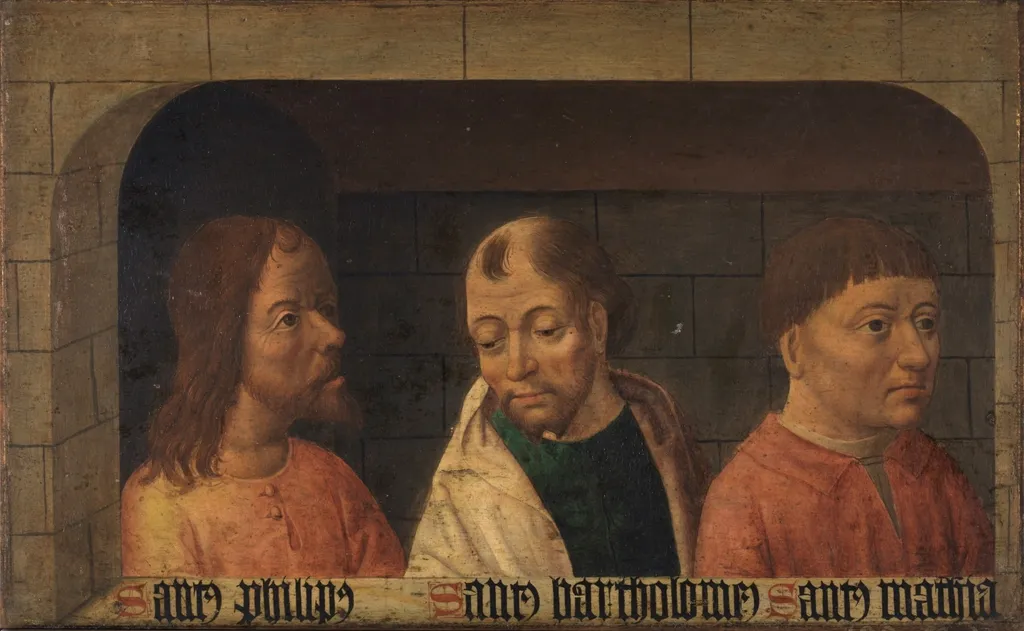 Los Apóstoles Felipe Bartolomé y Matías, by Master of the Pacully collection, mixed, 1496
