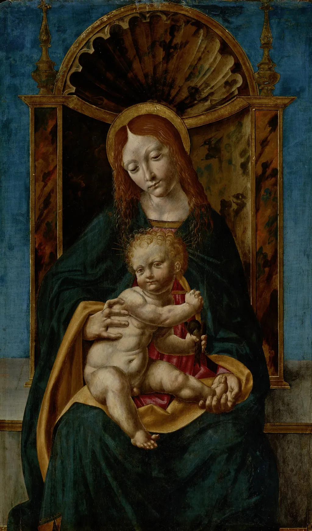 The Virgin and Child Enthroned, by Master of the Pala Sforzesca, paint, 1451