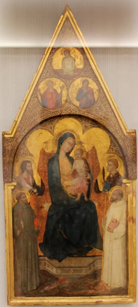 Thronende Maria mit dem Kind und vier Heiligen, by Master of the Palazzo Venezia Madonna