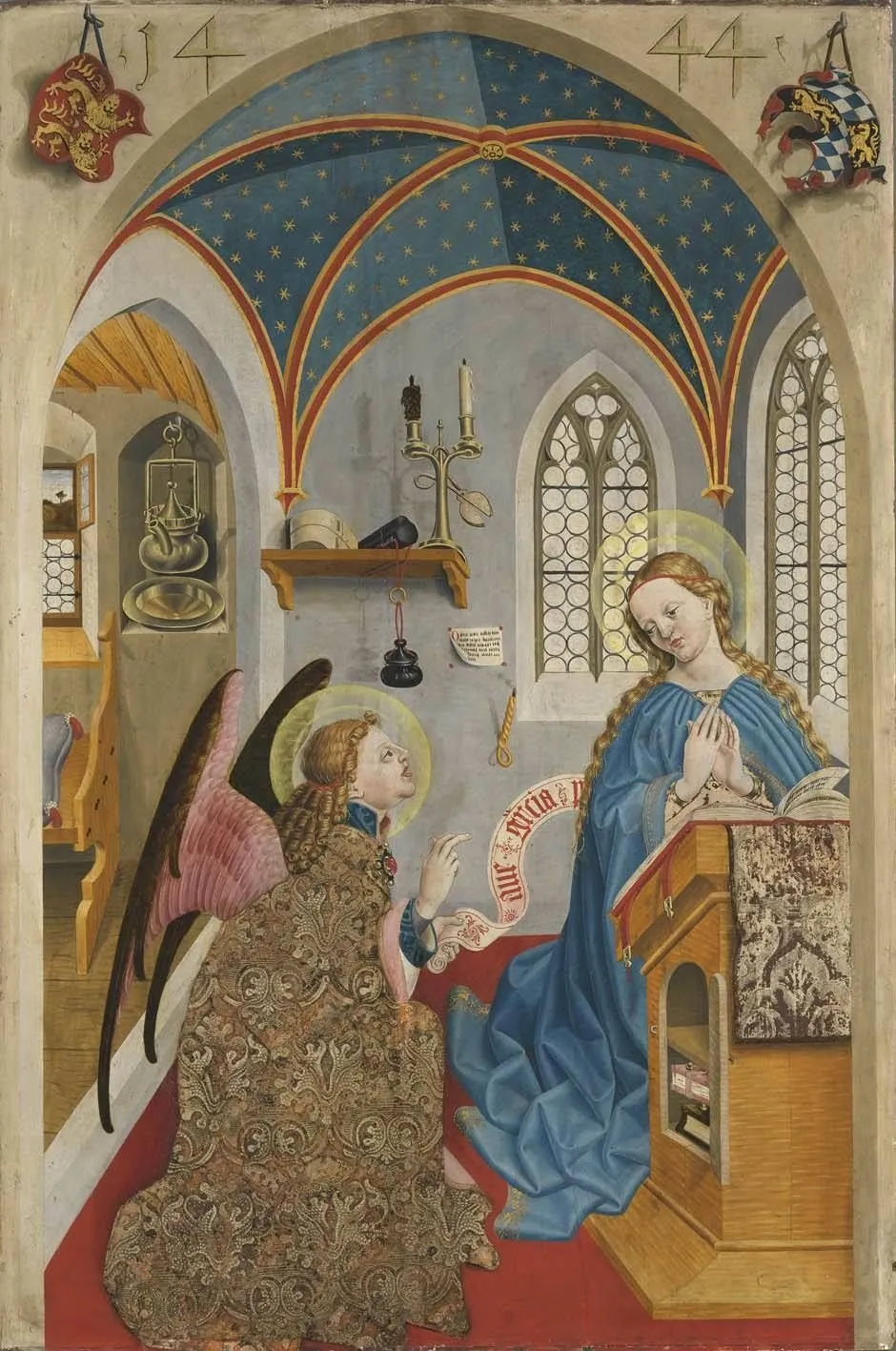 Altar of Mary: Annunciation to Mary, by Master of the Polling Panels, unspecified, 1444