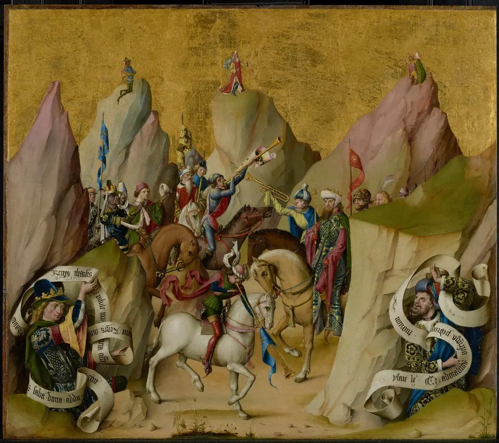 The Meeting of the Three Kings, with David and Isaiah (recto); The Assumption of the Virgin (verso), by Master of the Saint Bartholomew Altarpiece
