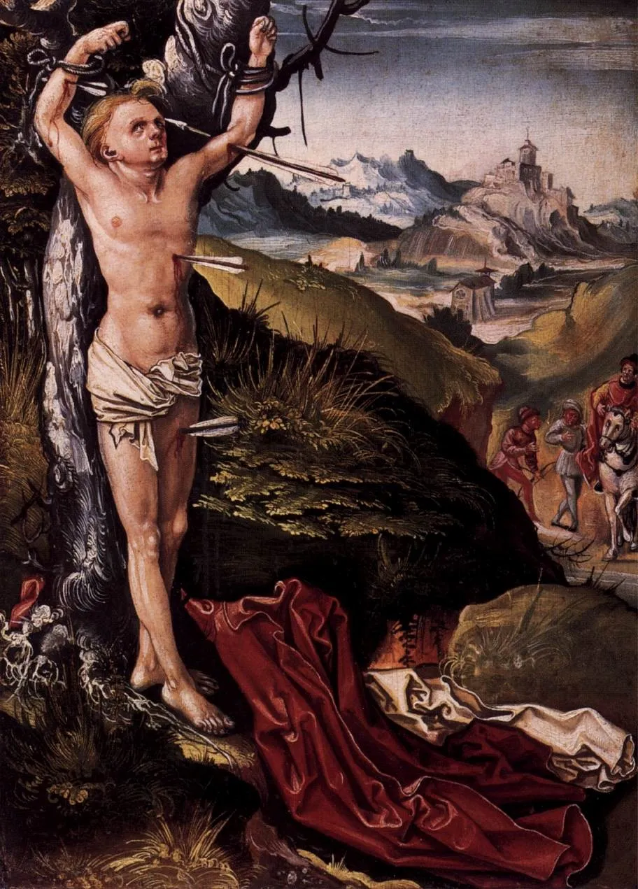 The Martyrdom of Saint Sebastian, by Master of the Sebastian Diptych, paint, 1500
