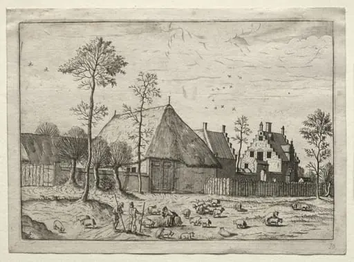 View of Villages in Brabant and Campine: Shepherds with Flock, by Master of the Small Landscapes