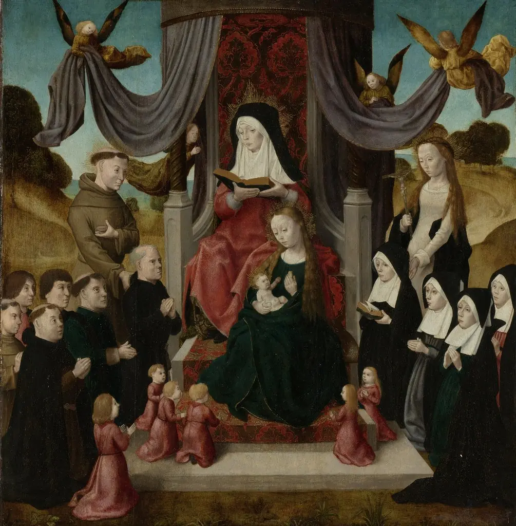 The Virgin and Child with St Anne, donors and Sts Francis and Lidwina, by Master of the St. John's Altarpiece