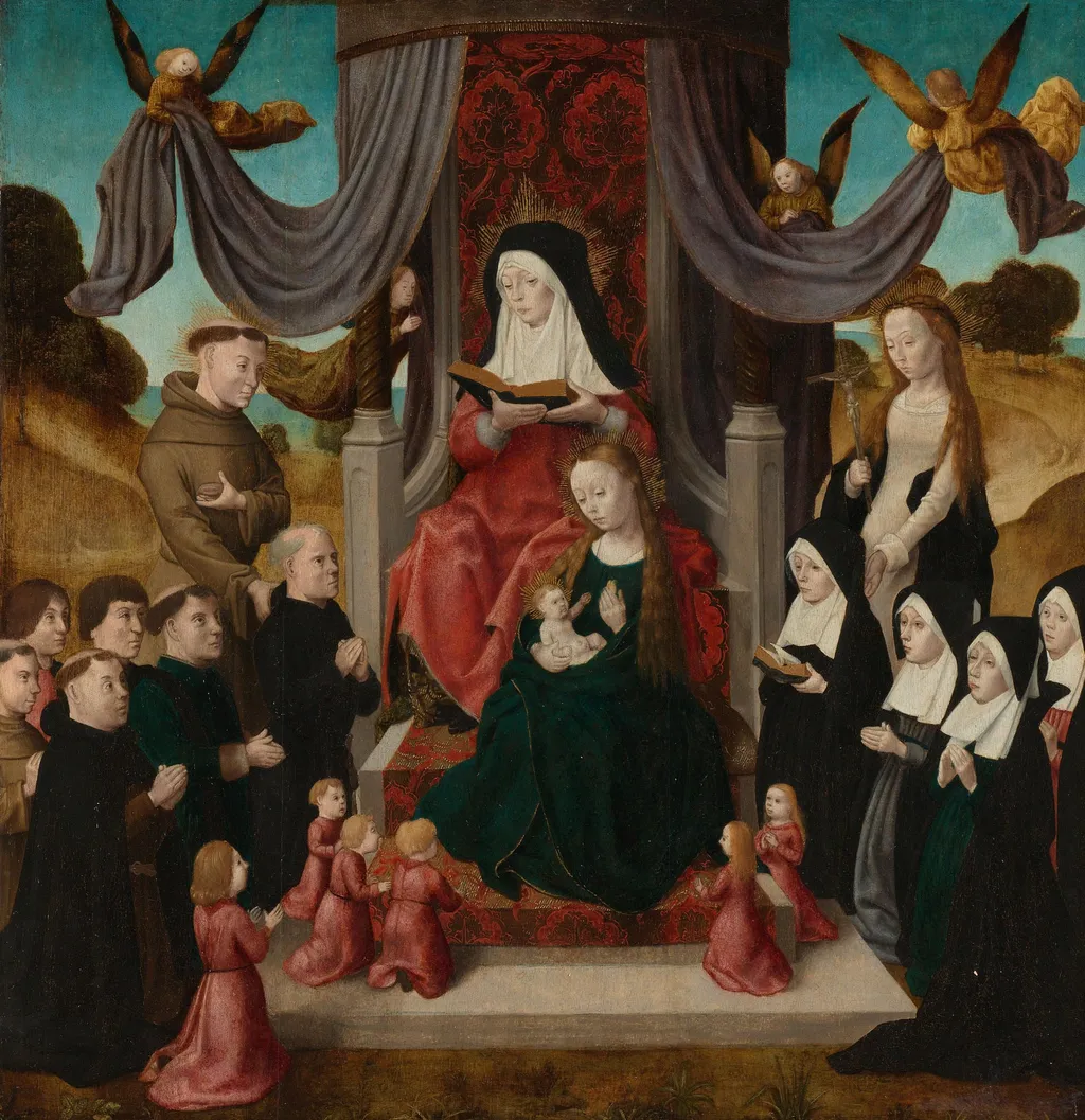 Virgin and Child with Saint Anne and Saints Francis and Lidwina, with Donors (Anna Selbdritt), by Master of the St. John's Altarpiece, unspecified, 1490