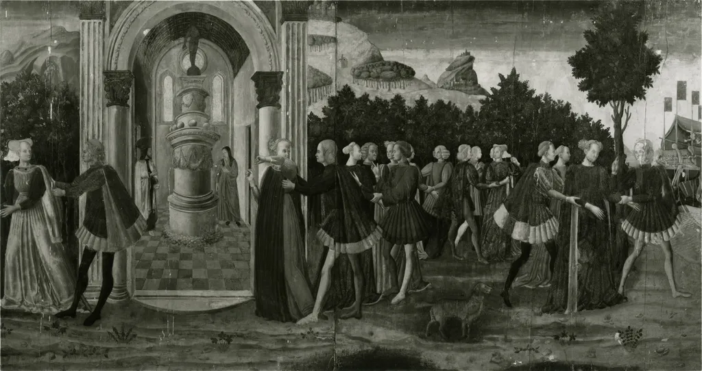 The Abduction of Helen and her Companions, by Master of the Stories of Helen, oil, 1450