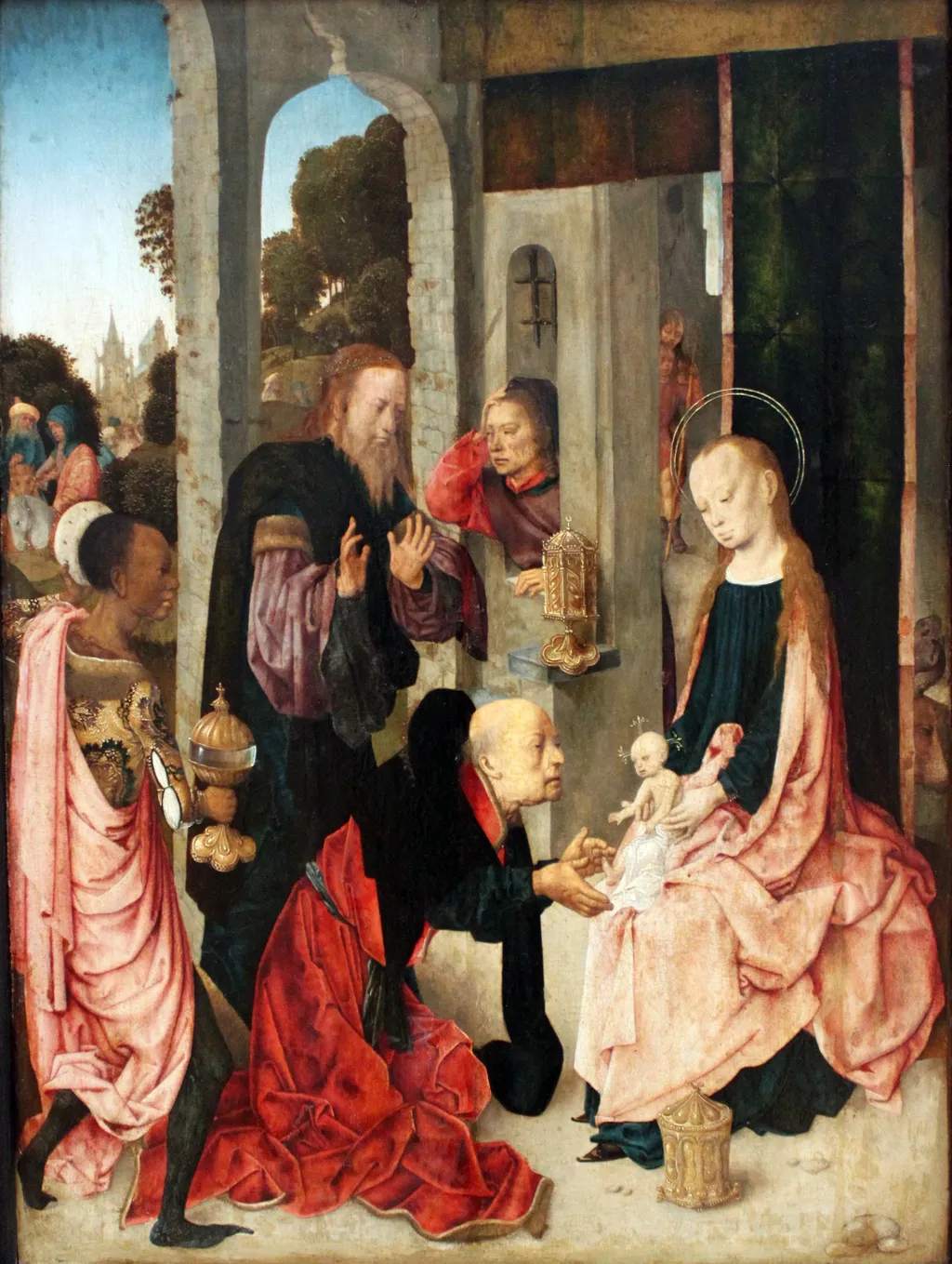 Adoration of the Kings, by Master of the Virgo inter Virgines, oil, 1496
