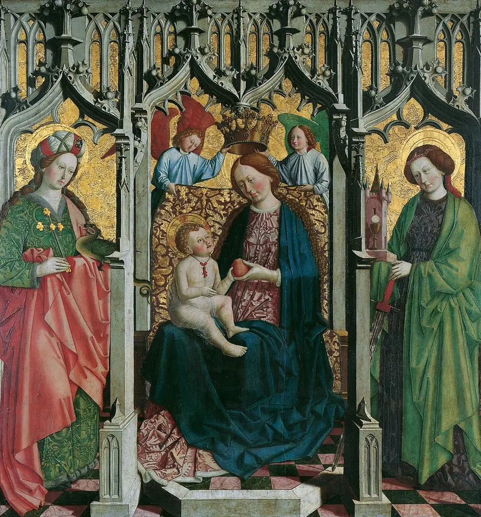 Mary and child enthroned with St. Barbara and St. Margaret, by Master of Uttenheim