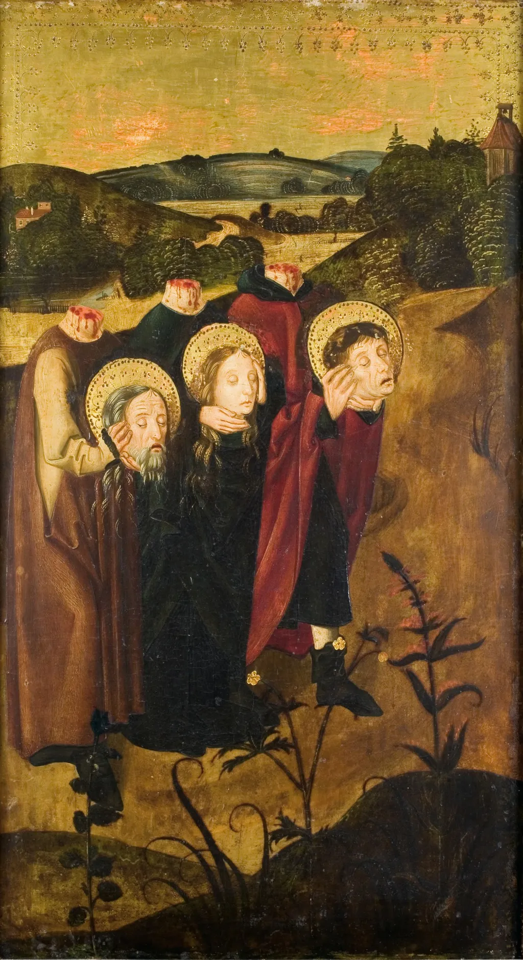 Die enthaupteten Hll. Felix, Regula und Exuperantius auf dem Weg zur Grabstätte, by Master of Winkler's Epitaph, unspecified, 1496
