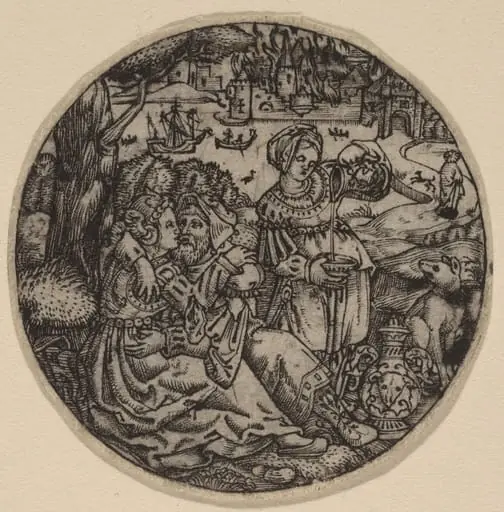 Lot and His Daughters, by Master S