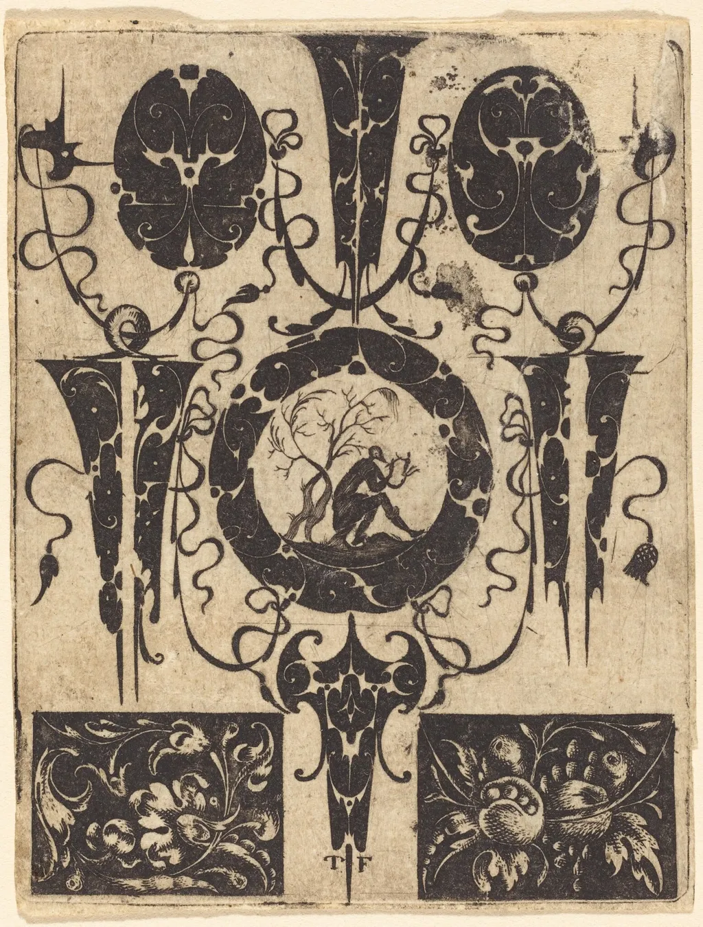 Ornament, by Master T.F., ink, 1540
