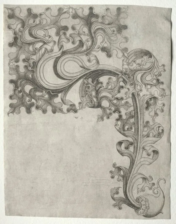An Oak Leaf Ornament, by Master W with the Key, 1470