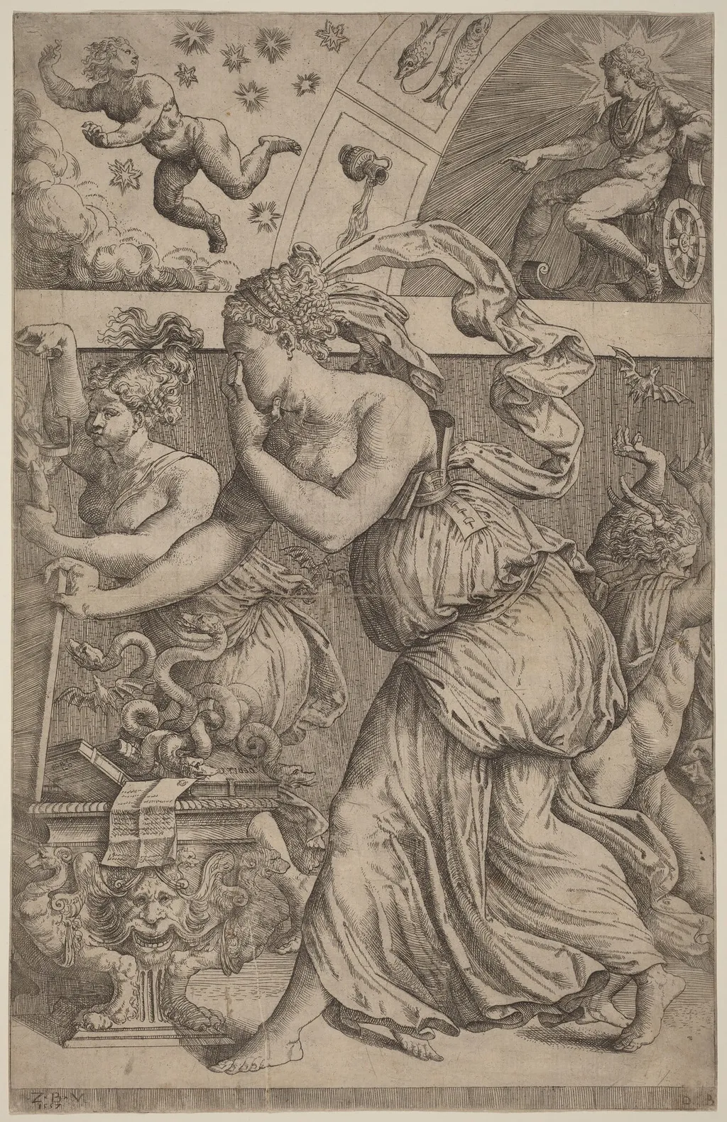 Pandora Opening Her Box, by Master Z.B.M., ink, 1557