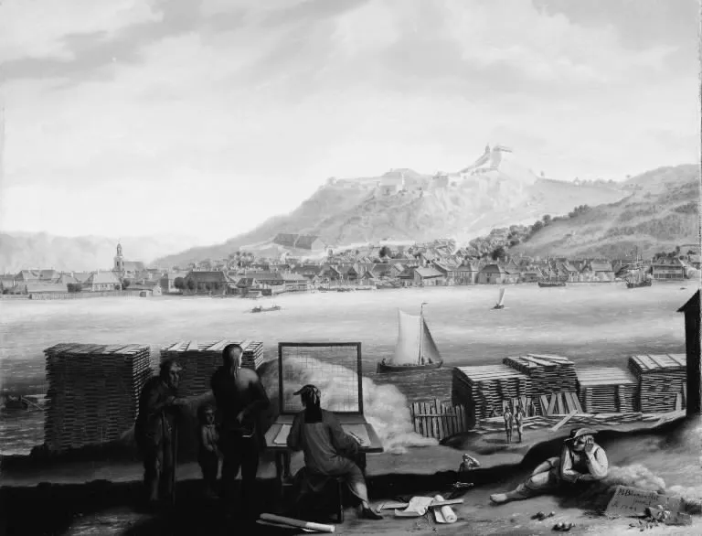 View of Frederikshald, by Mathias Blumenthal, oil, 1748