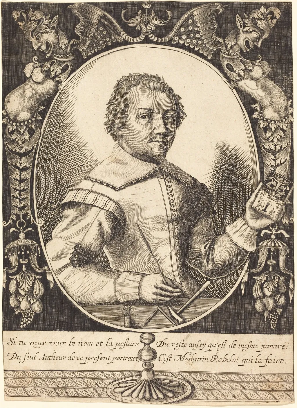 Self-Portrait, by Mathurin Robelot, ink, 1630