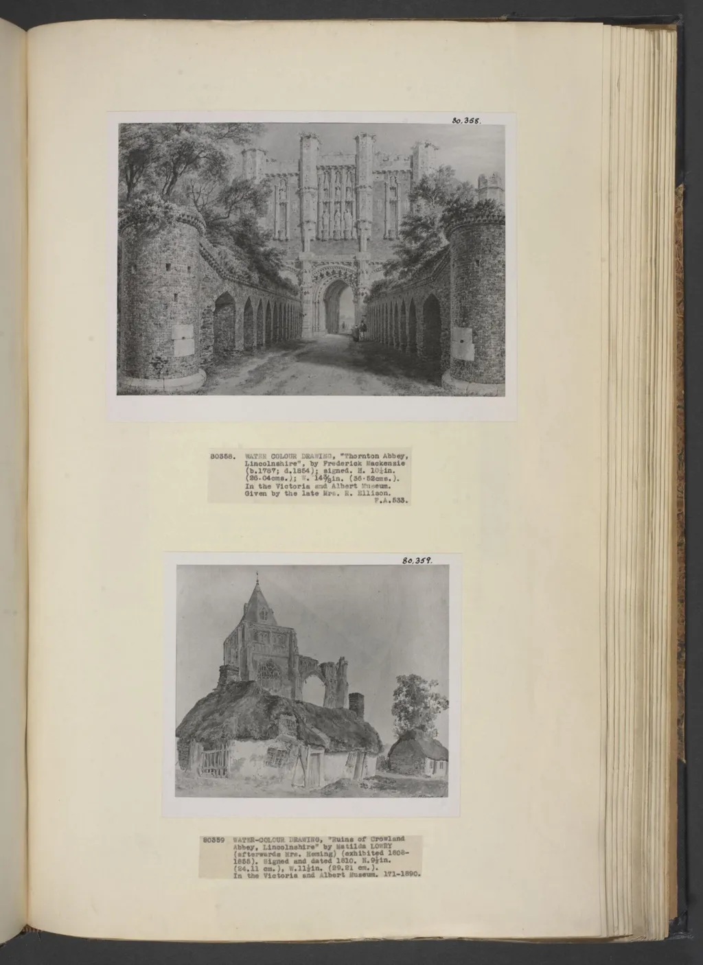 Ruins of Crowland Abbey, Lincolnshire, by Matilda Lowry, watercolor, 1810