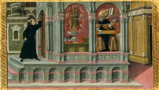 Saint Augustine's Vision of Saints Jerome and John the Baptist, by Matteo di Giovanni