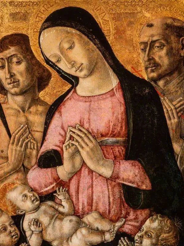The Virgin and Child with Saint Sebastian, Saint Francis and Angels, by Matteo di Giovanni