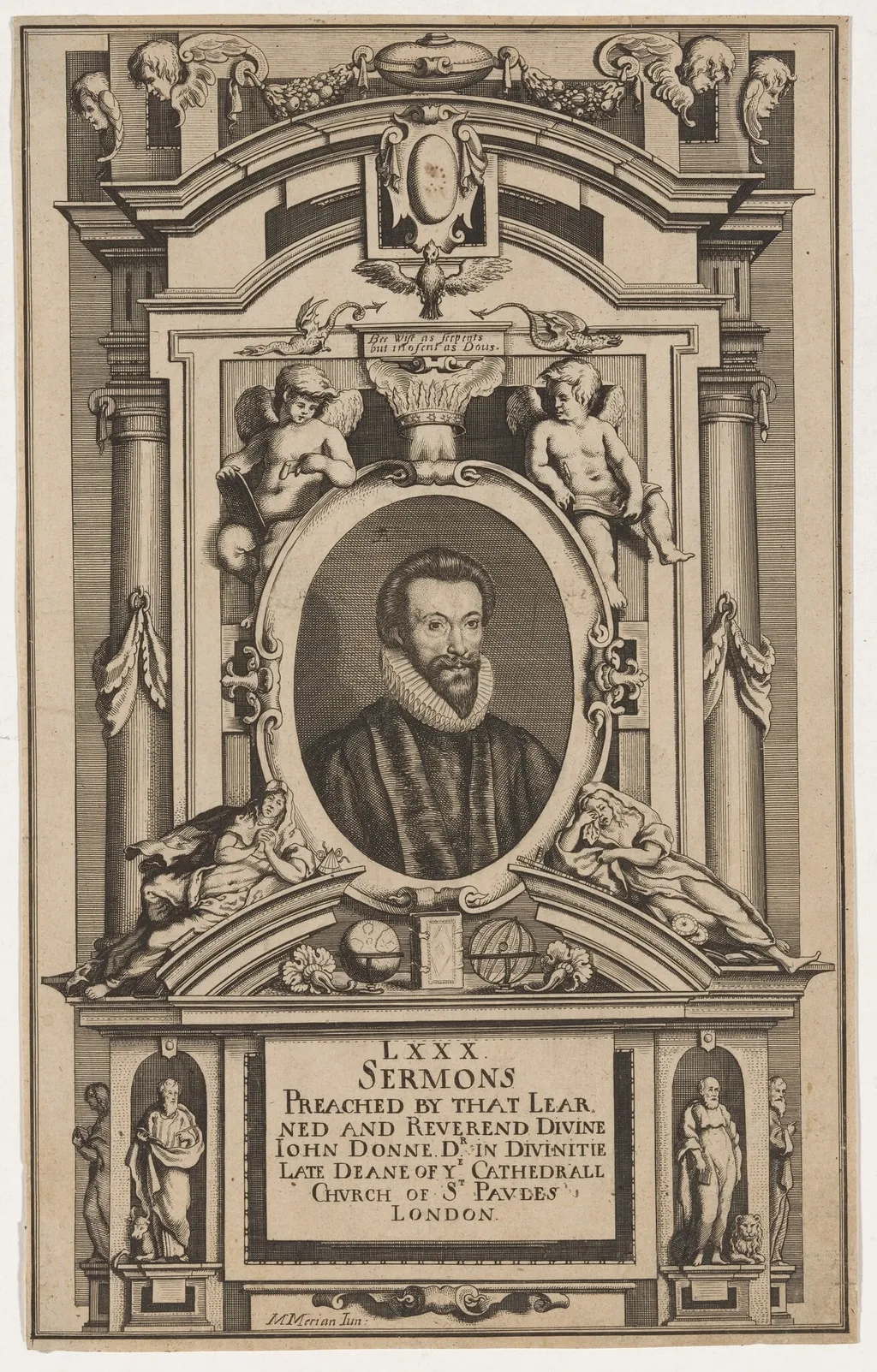 John Donne, by Matthaus Merian I, ink, 1622