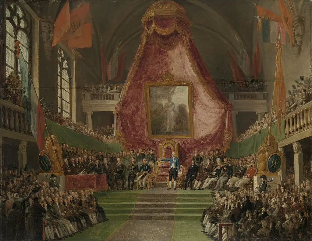 The Solemn Inauguration of University of Ghent by the Prince of Orange in the Throne Room of the Town Hall on 9 October 1817, by Mattheus Ignatius van Bree