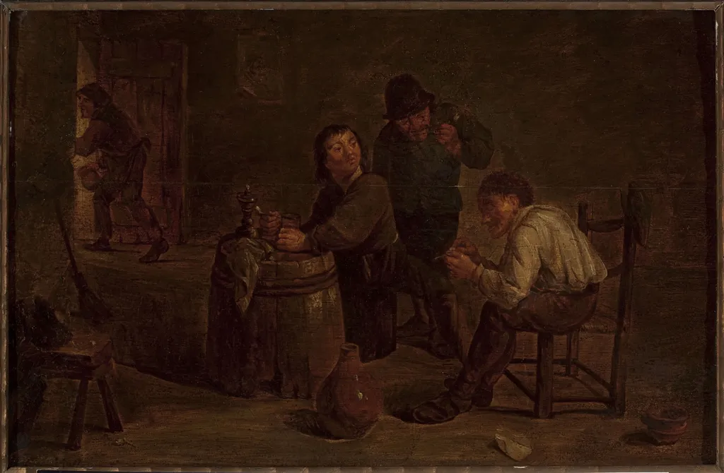 Scene in a tavern, by Mattheus van Helmont, oil, 1661