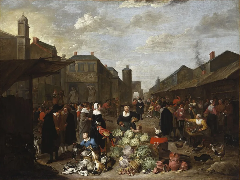 Town Market, by Mattheus van Helmont, oil