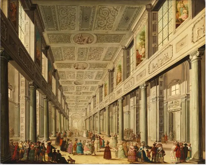 An Interior with a Fancy Dress Ball in Progress, by Matthias Schiffer
