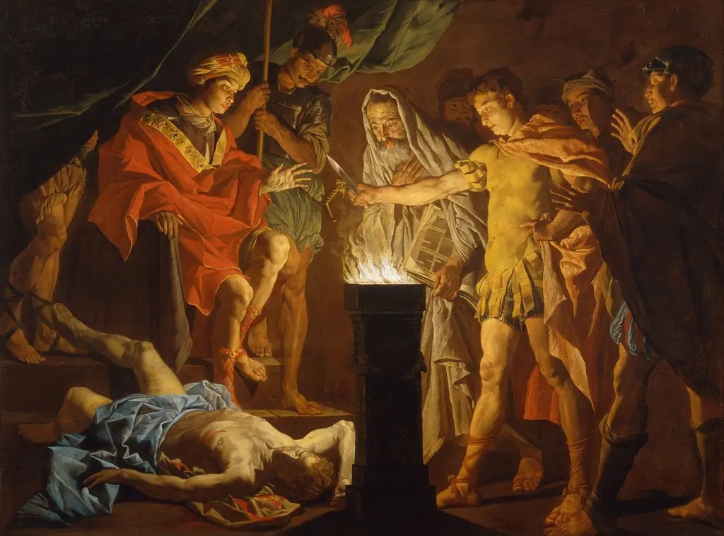 Mucius Scaevola in the presence of Lars Porsenna, by Matthias Stom